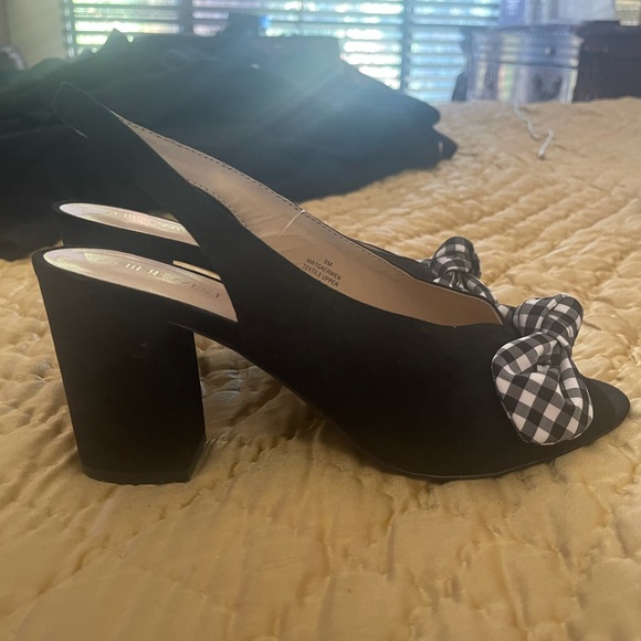 Nine West pumps with bow cute rockabilly style block heel sling back